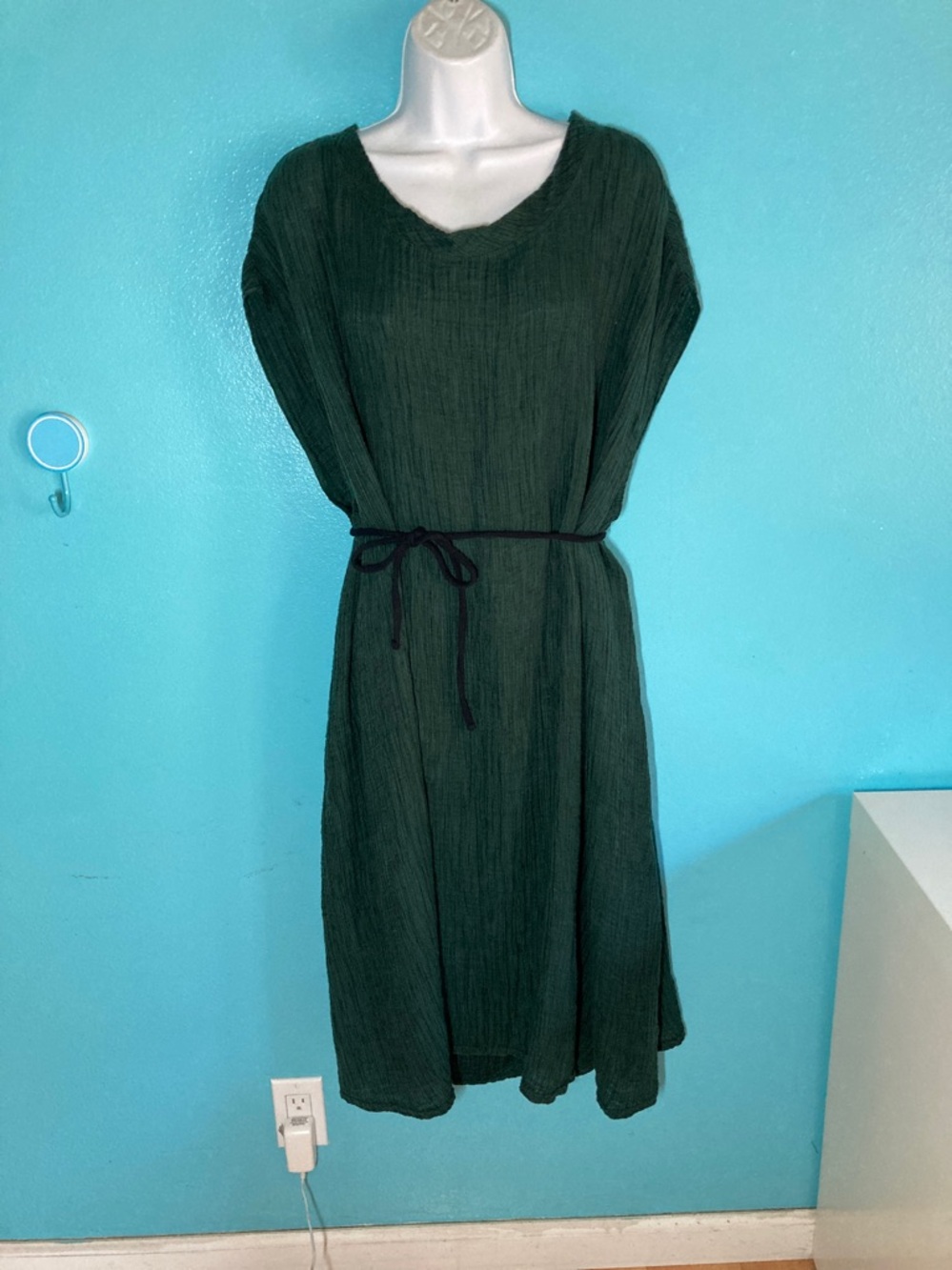 Cynthia Ashby Green Oversized Summer Linen Blend Dress Fits L / XL / Plus